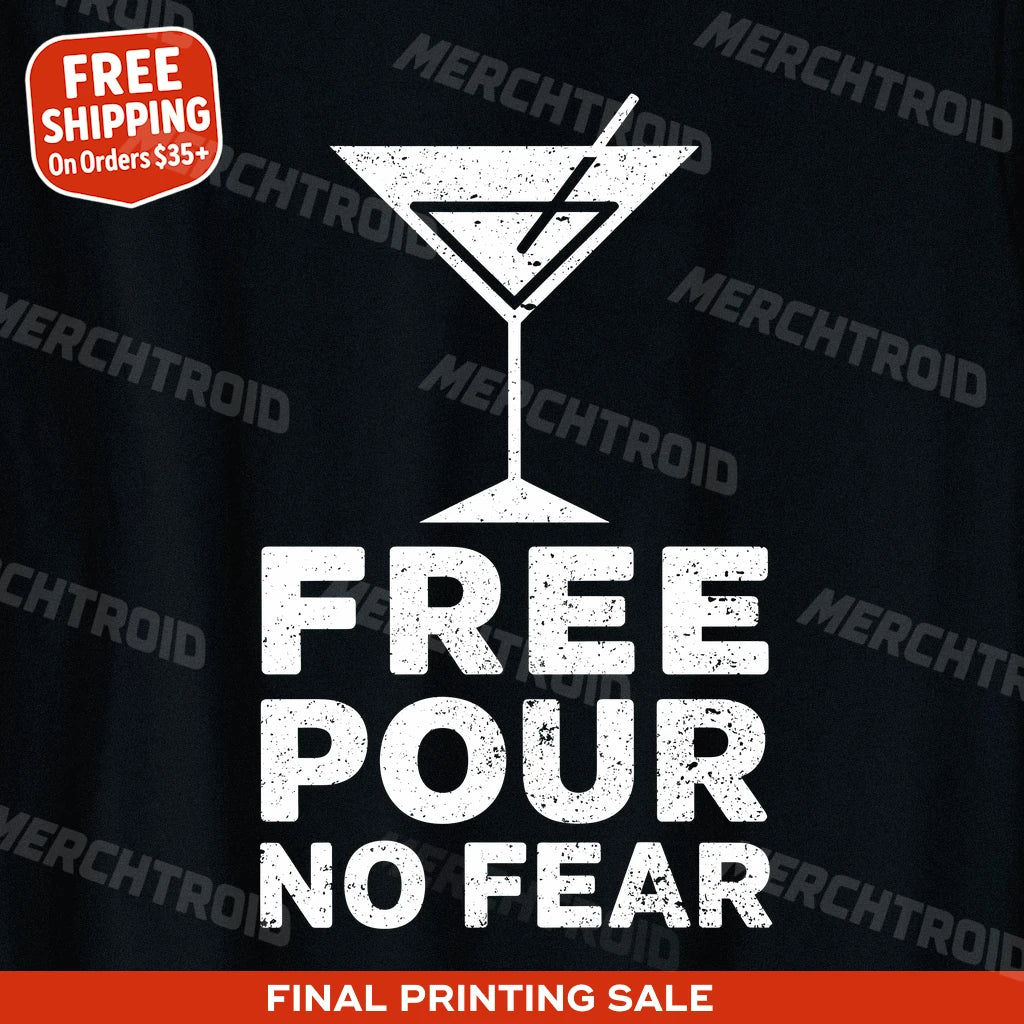 "Free Pour No Fear" black bartender t shirts funny - a christmas gift ideas for bartender