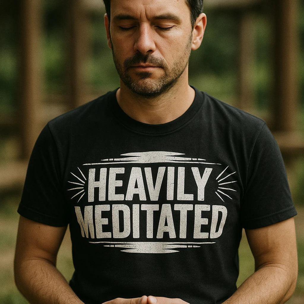 "Heavily Meditated" meditation t shirt - product photo 8