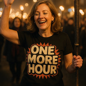 "One More Hour" black new years shirts - also a new years eve shirt for men