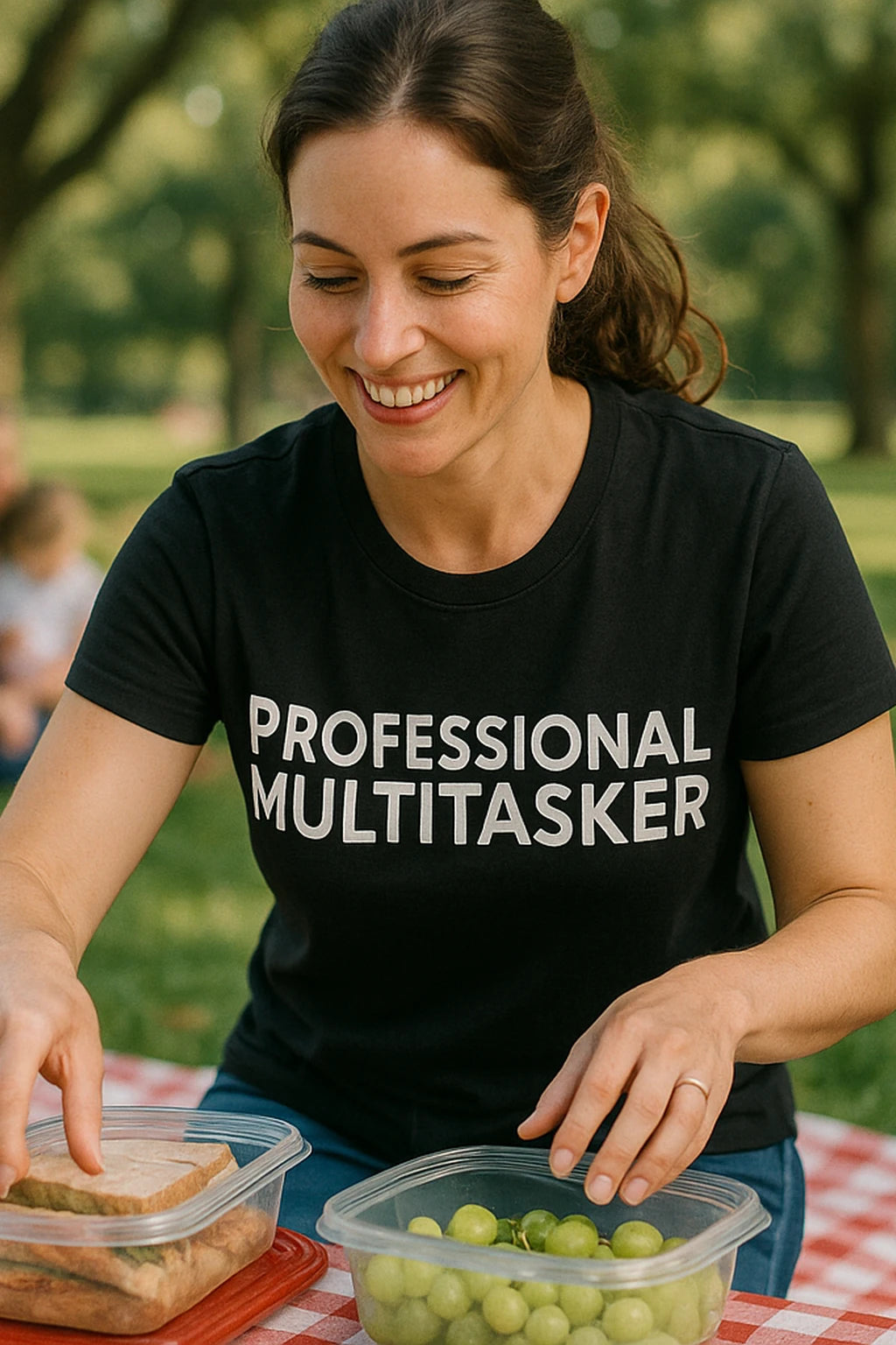 "Professional Multitasker" black mom life graphic tees, photographed as mom life lover gift