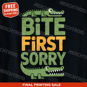 "Bite First Sorry" crocodile tee shirt - product photo 10