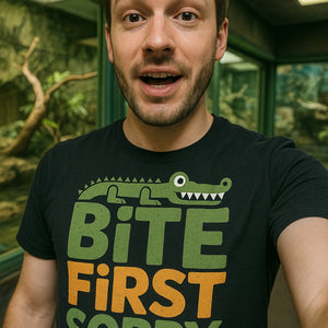 "Bite First Sorry" crocodile tee shirt - product photo 7