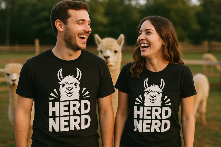 Person wearing the black llama t shirt graphic tee - 