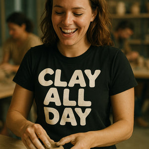 "Clay All Day" black sculpting t shirt - a birthday gift for sculpting lover