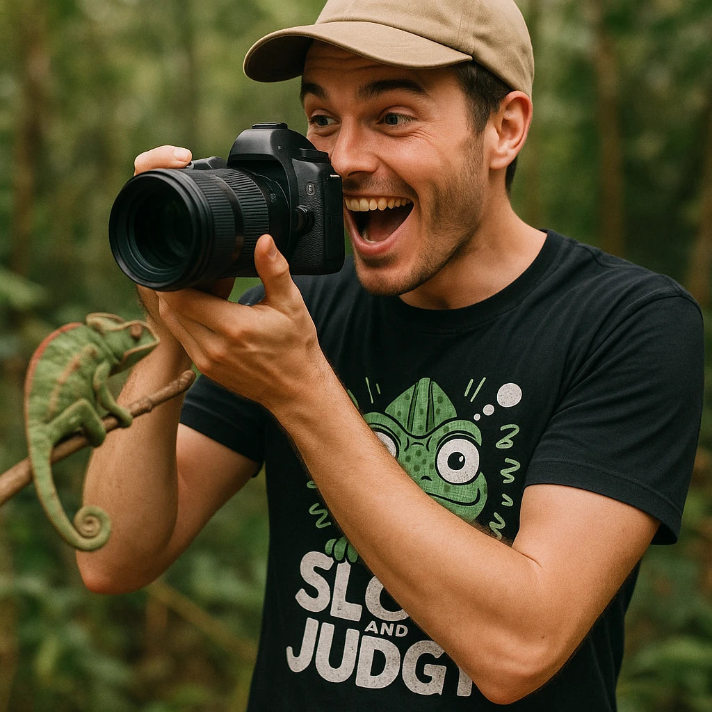 "Slow and Judgy" chameleon t shirt - product photo 8