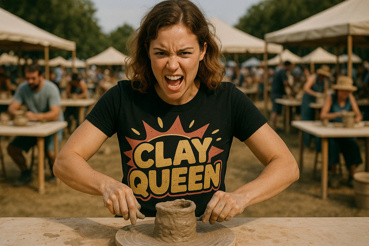 Lifestyle shot of the "Clay Queen" black sculpting shirts in a real-world setting