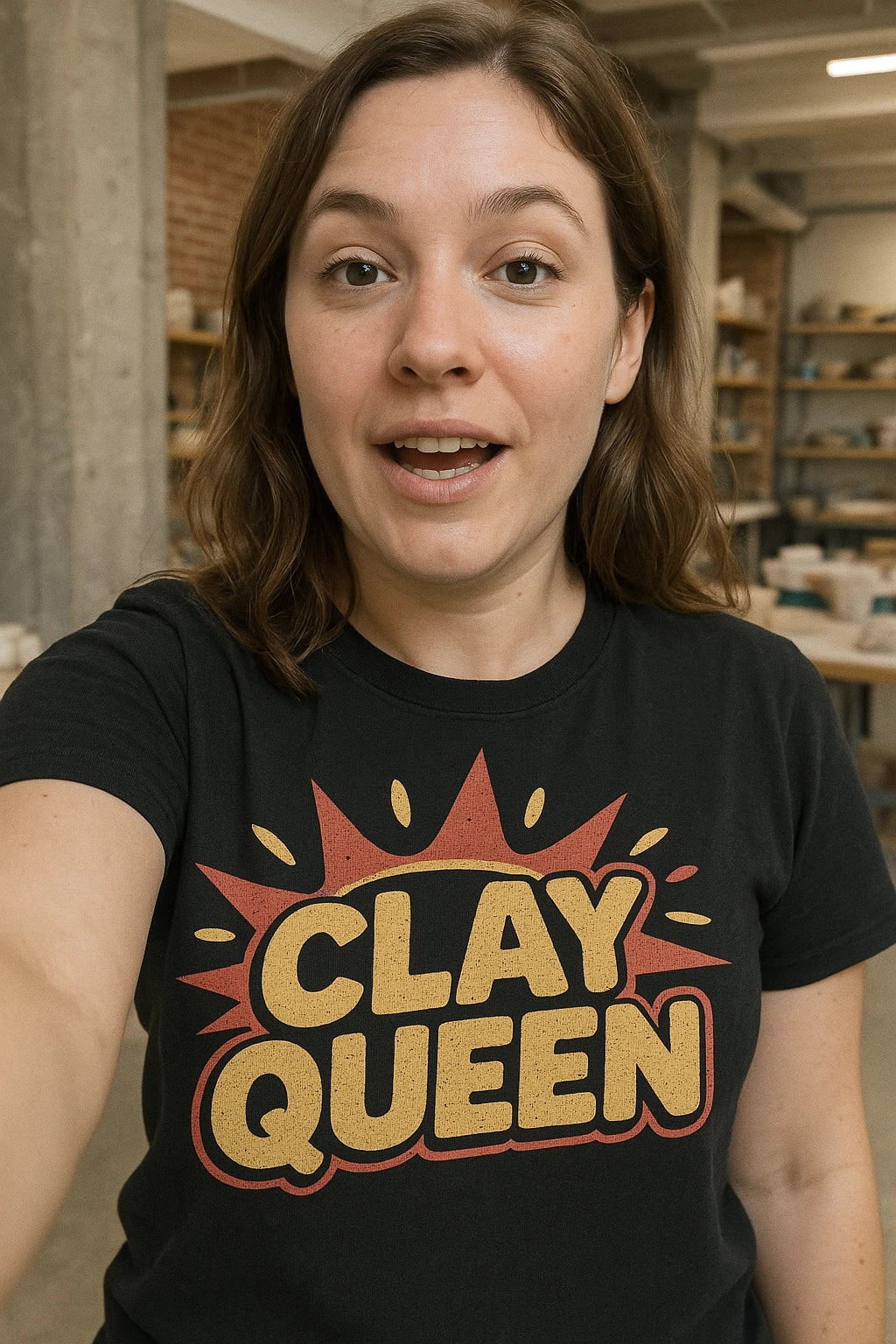 "Clay Queen" black sculpting shirts, photographed as sculpting lover gift