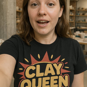 "Clay Queen" black sculpting shirts, photographed as sculpting lover gift