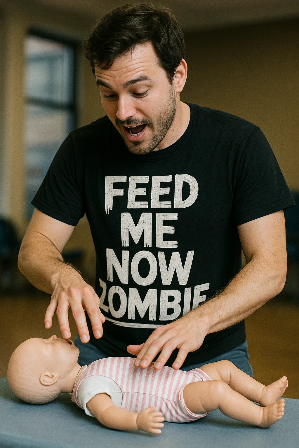"Feed Me Now Zombie" black new parents shirts - a birthday gift for new parents lover