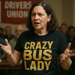 "Crazy Bus Lady" black truck driver t shirts - a christmas gift for bus driver