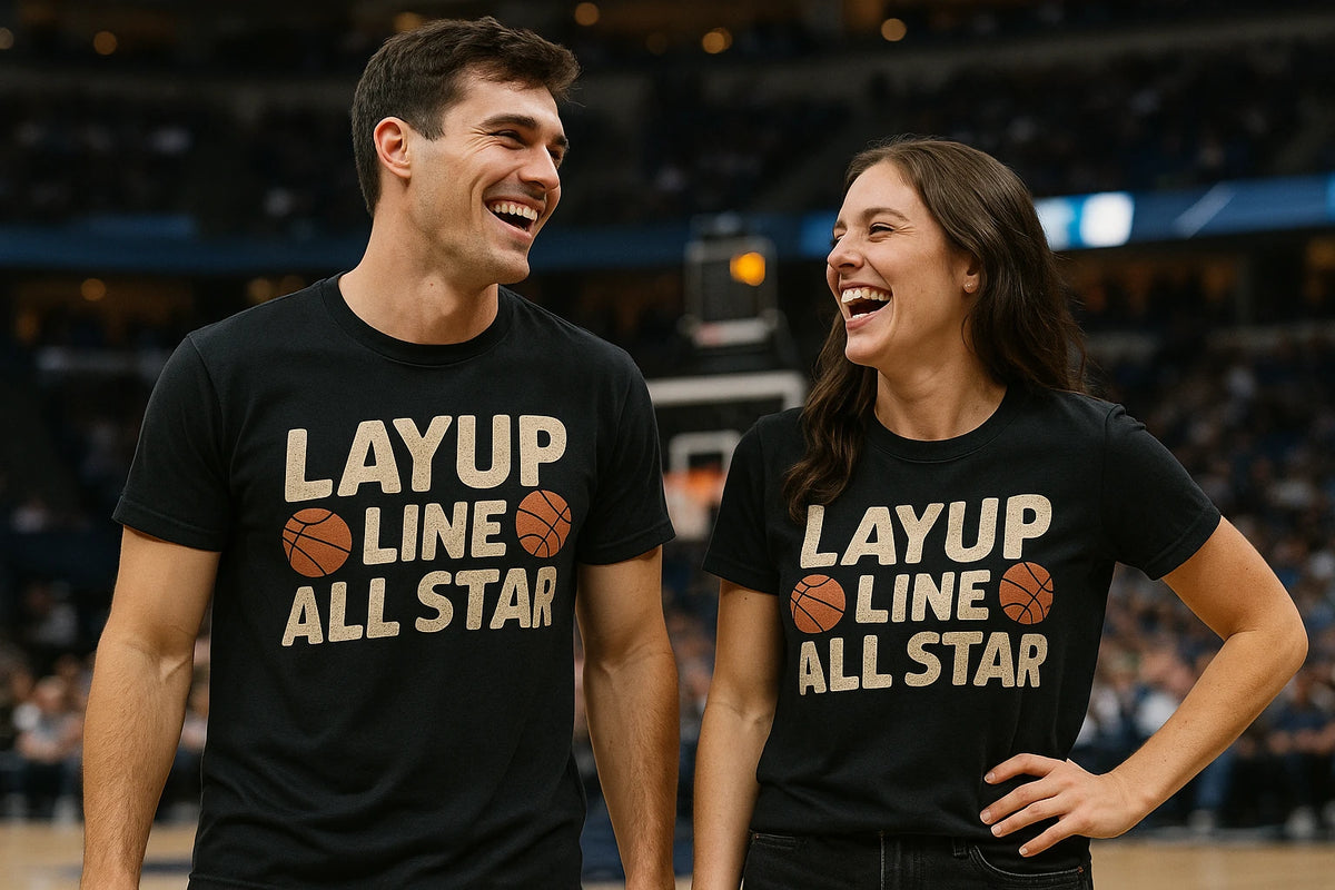 Person wearing the black basketball graphic tees graphic tee - "Layup Line All Star" design