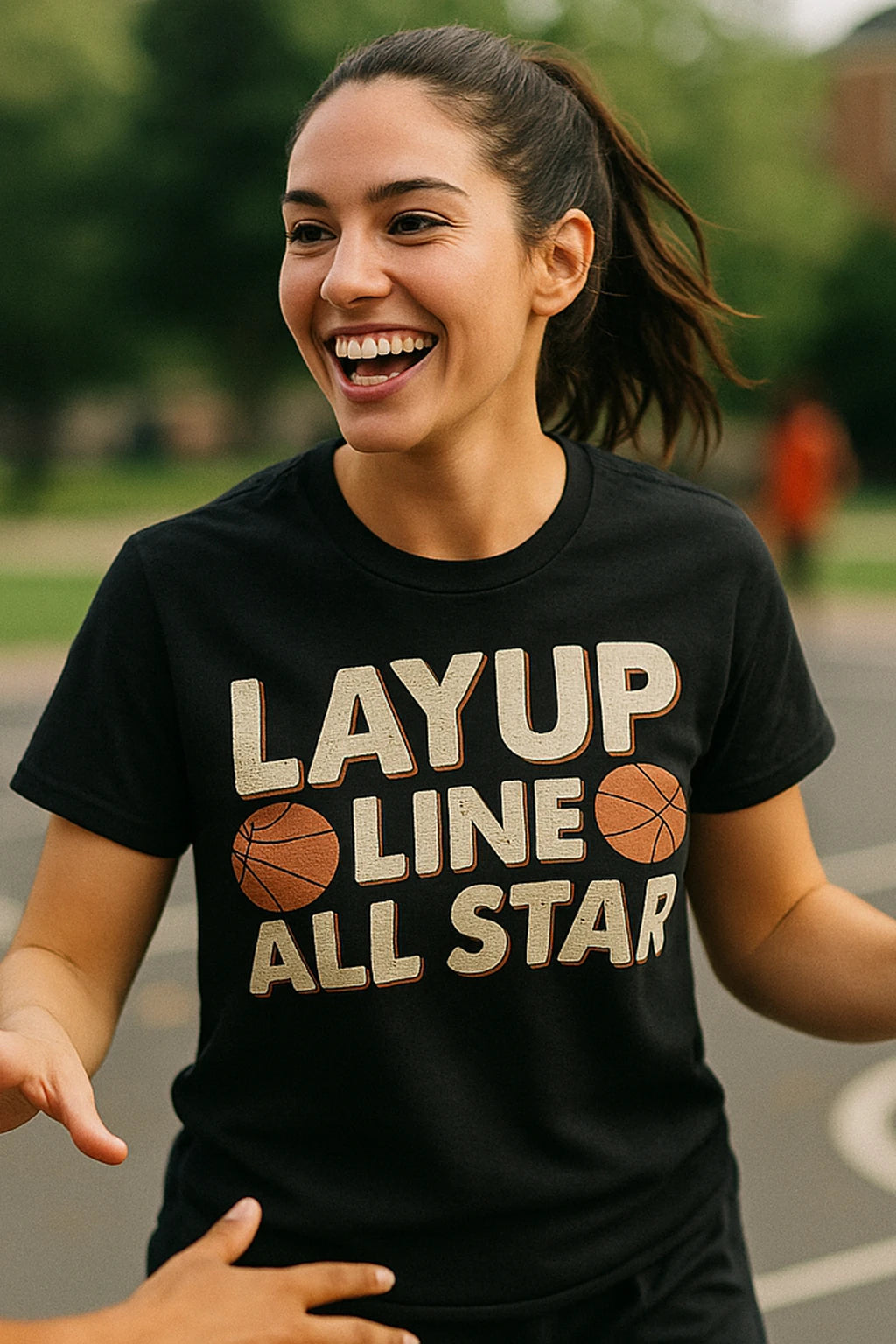 "Layup Line All Star" black basketball graphic tees, photographed as basketball lover gift