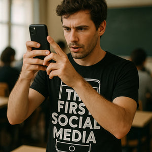 "The First Social Media" smartphone t shirt - product photo 8