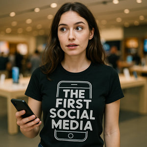 "The First Social Media" smartphone t shirt - product photo 9