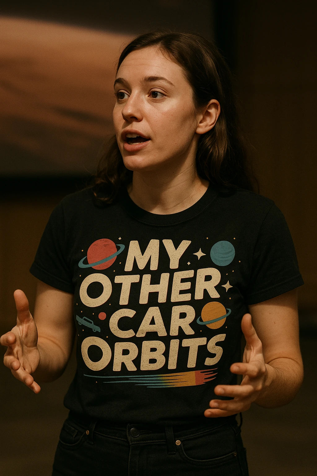 "My Other Car Orbits" black space science shirts - a birthday gift for space science lover