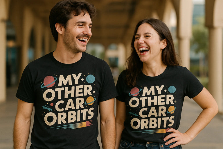 Person wearing the black space science shirts graphic tee - 