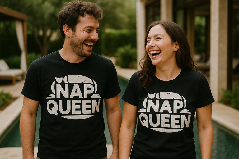 Person wearing the black oversized sleep tee graphic tee - 
