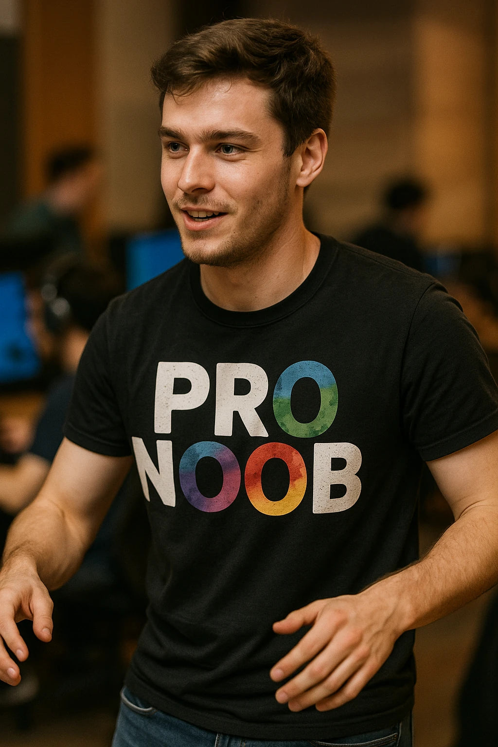 "Pro Noob" black esports t shirt maker - a birthday gift for esport lover