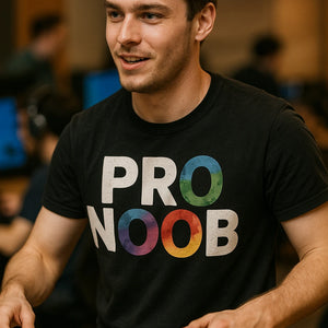 "Pro Noob" black esports t shirt maker - a birthday gift for esport lover