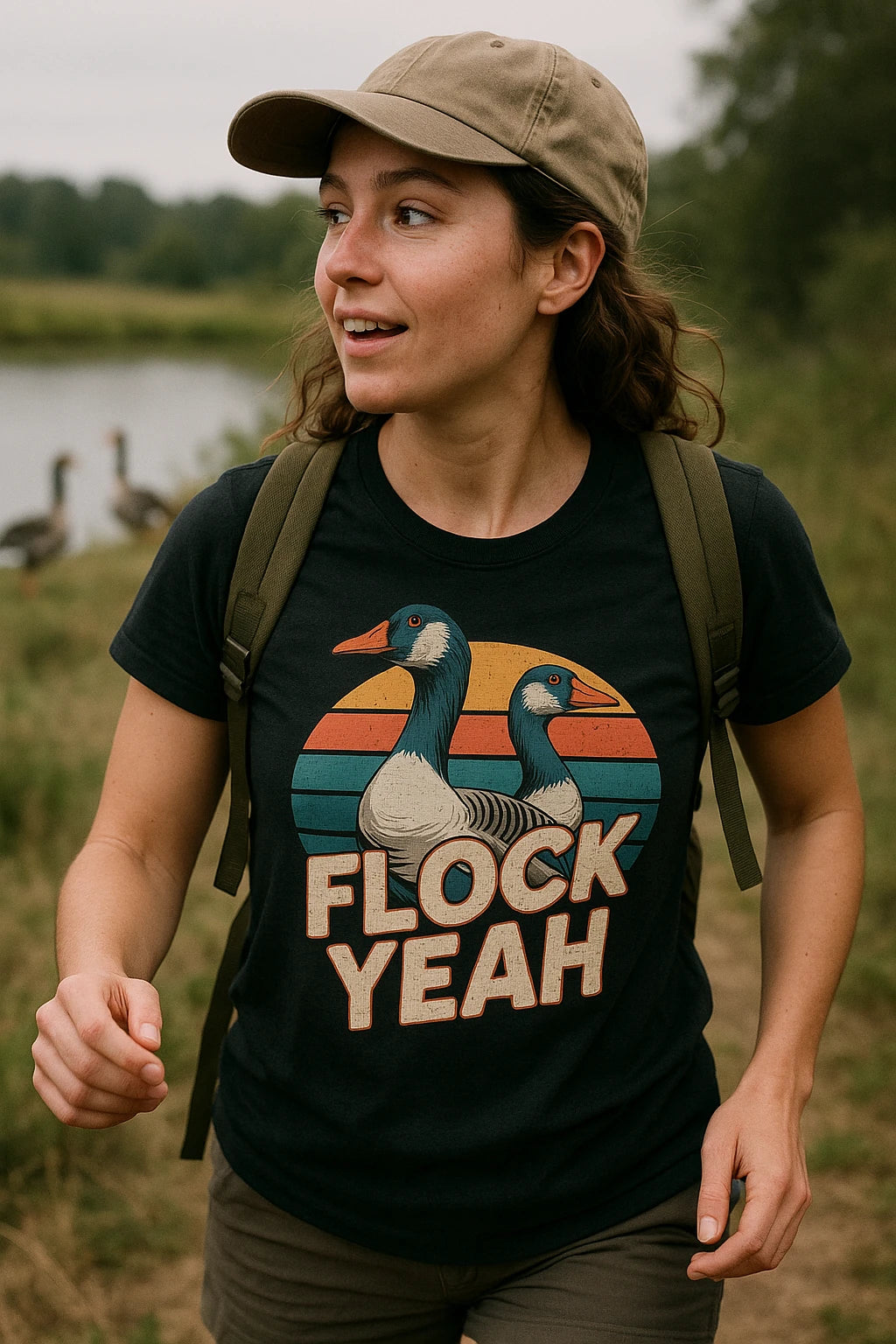 "Flock Yeah" black geese t shirt - a birthday gift for geese lover