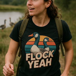 "Flock Yeah" black geese t shirt - a birthday gift for geese lover