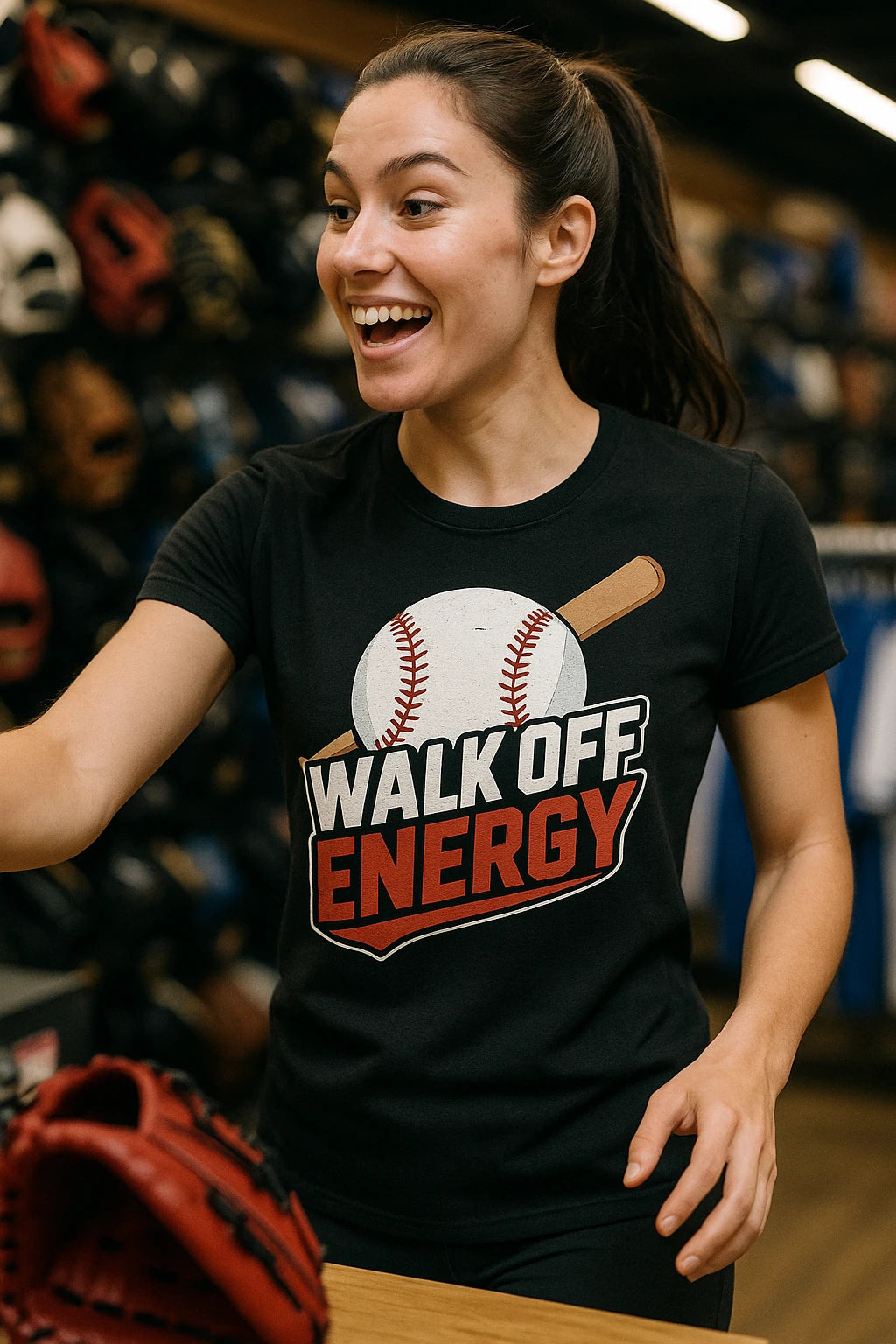 "Walk Off Energy" black baseball tee - a christmas gift for baseball lover
