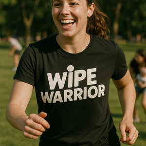 "Wipe Warrior" black diaper duty t shirt - a birthday gift for diaper duty lover