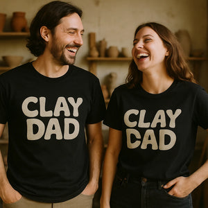 Person wearing the black sculpting t shirt graphic tee - "Clay Dad" design