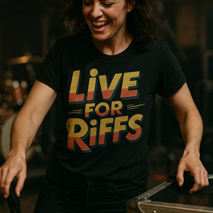 "Live for Riffs" black musician shirts - also a father's day gifts for musicians