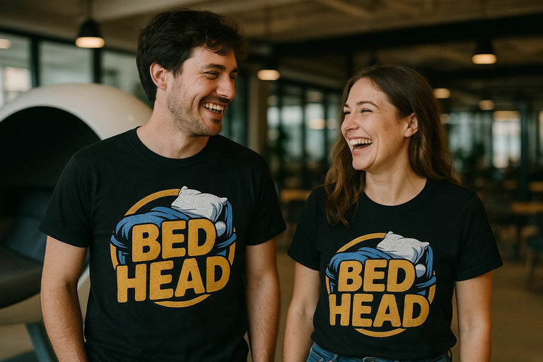 Person wearing the black button up sleep shirts graphic tee - 