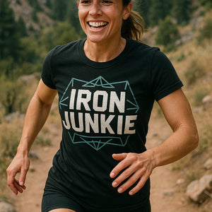 "Iron Junkie" black best exercise shirts - also a crop top for exercise