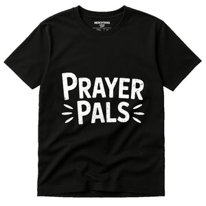Black Love And Faith Tshirts - "Prayer Pals" graphic tee with white print, flat lay product photo