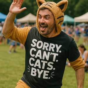 "Sorry. Cant. Cats. Bye." tee shirts for cat lovers - product photo 8