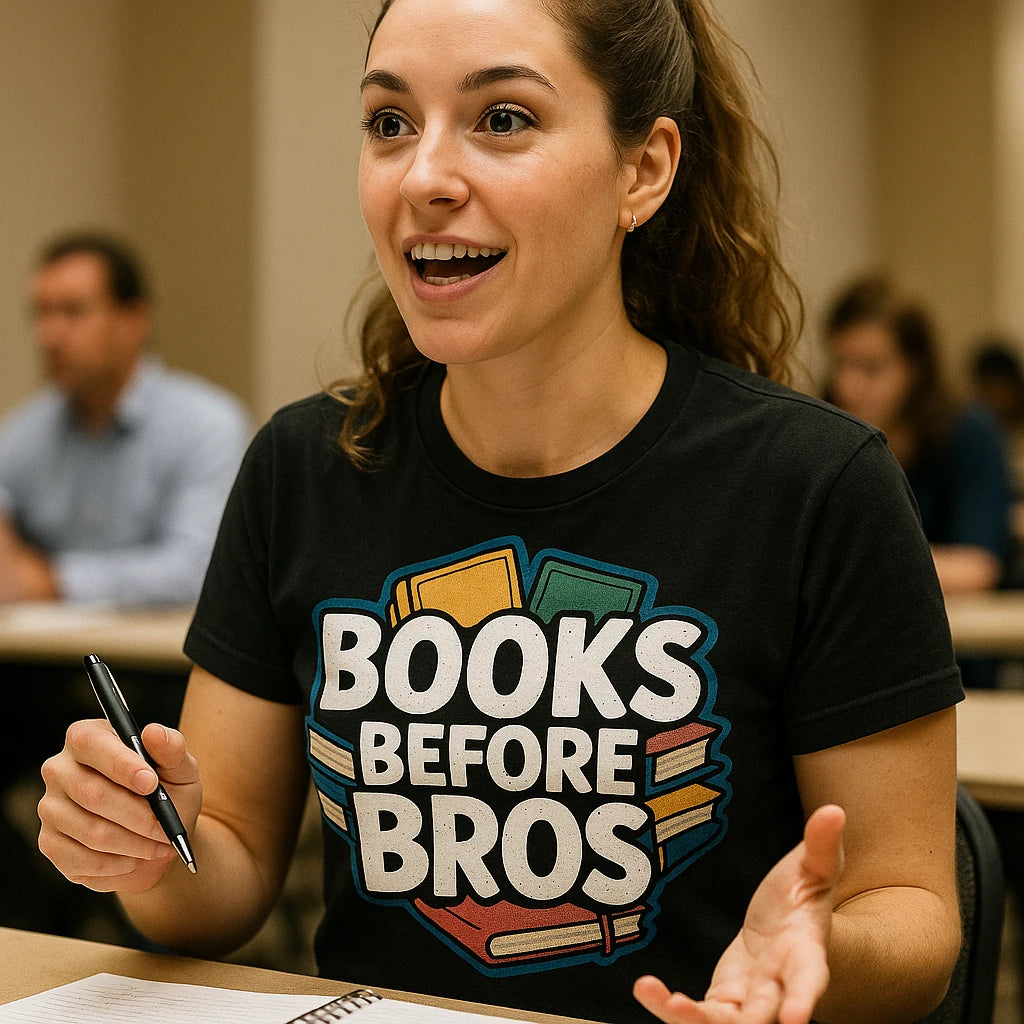 "Books Before Bros" studying t shirt - product photo 8