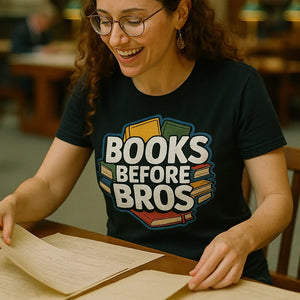 "Books Before Bros" black studying t shirt - a birthday gift for studying lover