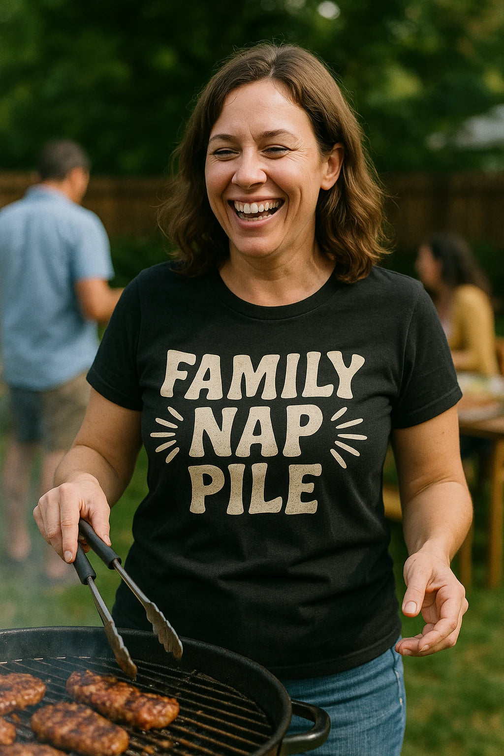 "Family Nap Pile" black family life t shirt - a birthday gift for family life lover