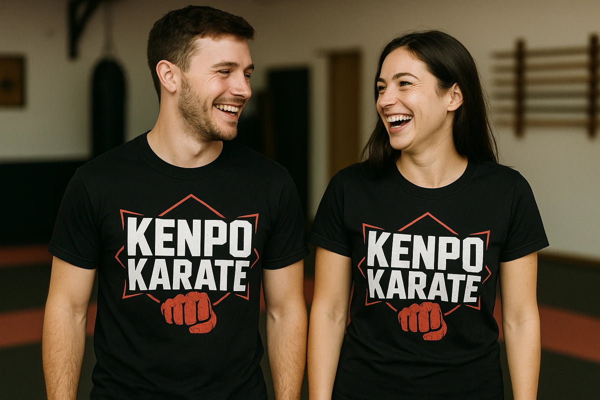 Person wearing the black mixed martial arts t shirt graphic tee - "Kenpo Karate" design