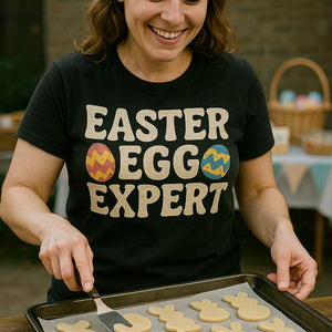 "Easter Egg Expert" black ladies easter shirts - a easter basket ideas for horse lovers