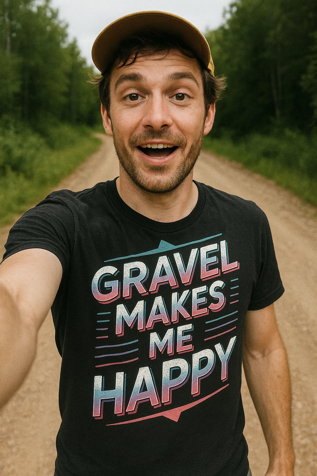 "Gravel Makes Me Happy" black bike shirts - a birthday gifts for bike lovers