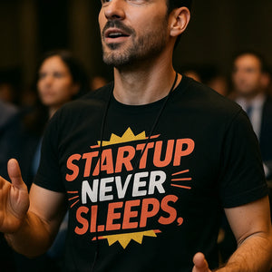 "Startup Never Sleeps" black entrepreneurs t shirt - a birthday gift for entrepreneurs lover