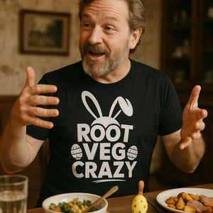 "Root Veg Crazy" mens easter shirts - product photo 8