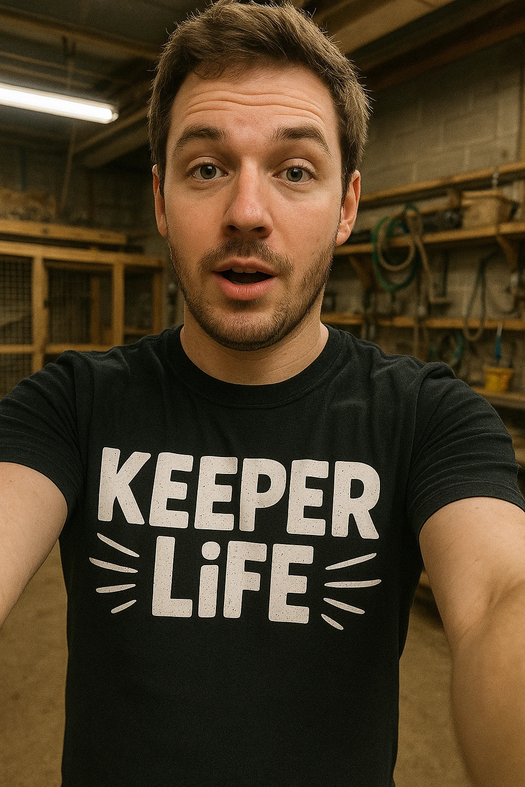 "Keeper Life" black zookeeper t shirt, photographed as zookeeper gift ideas
