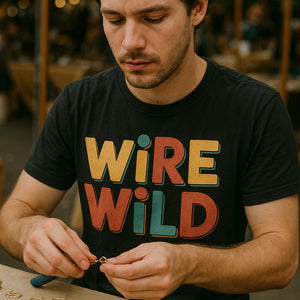 "Wire Wild" black jewelry making t shirt - a birthday gift for jewelry making lover