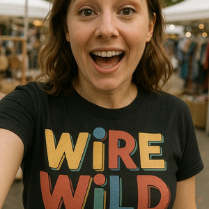 "Wire Wild" black jewelry making t shirt, photographed as jewelry making lover gift