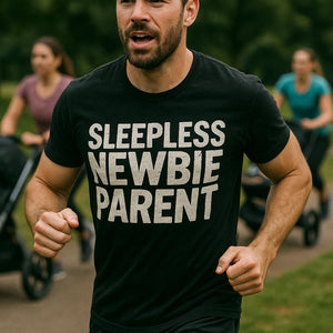 "Sleepless Newbie Parent" black new parents matching shirts - a birthday gift for new parents lover