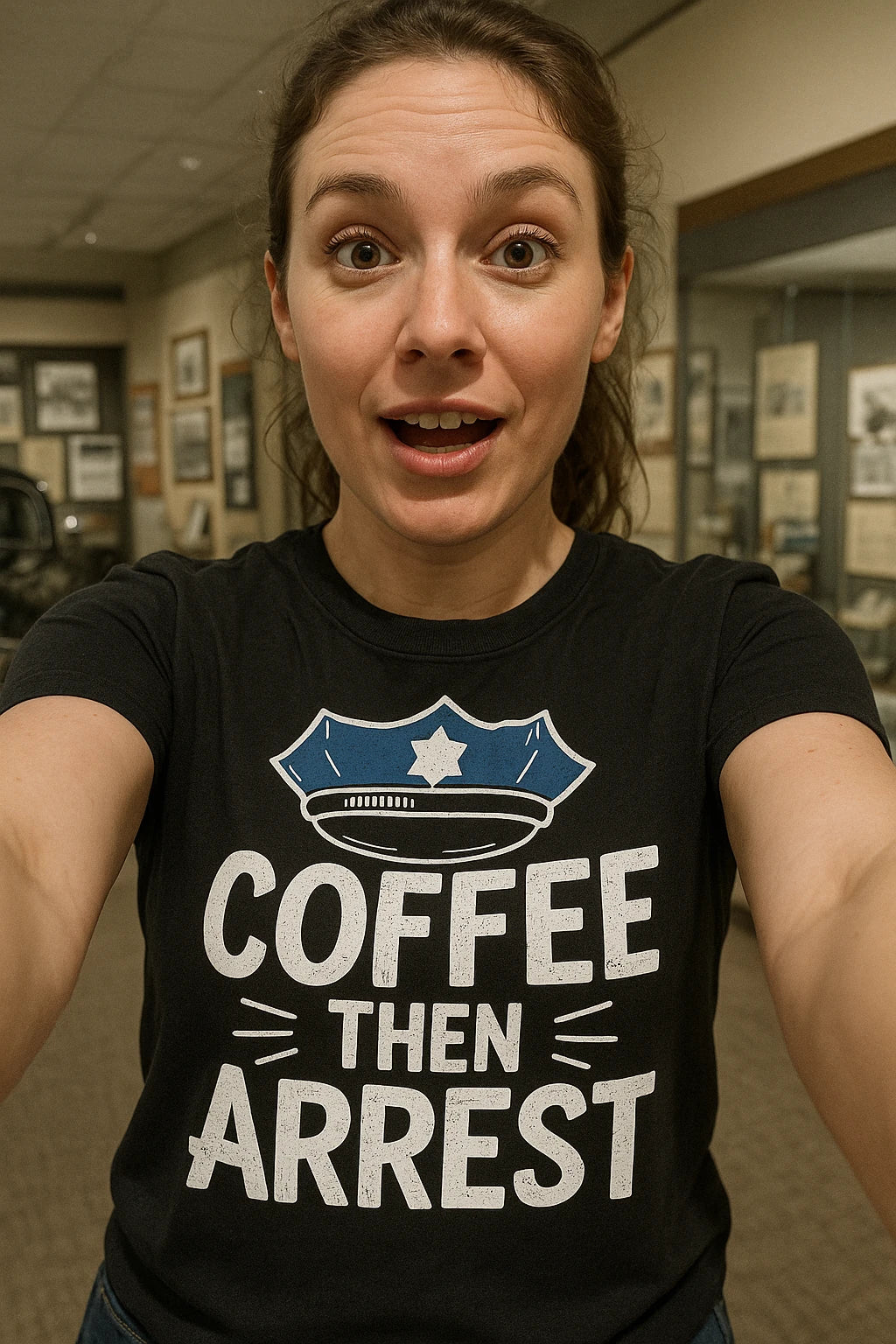 "Coffee Then Arrest" black police officer t shirt - also one of the best gifts for police officers
