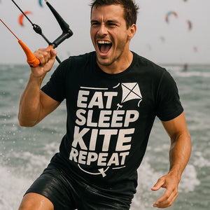 "Eat Sleep Kite Repeat" kite flying t shirt - product photo 8