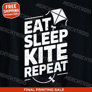 "Eat Sleep Kite Repeat" kite flying t shirt - product photo 10