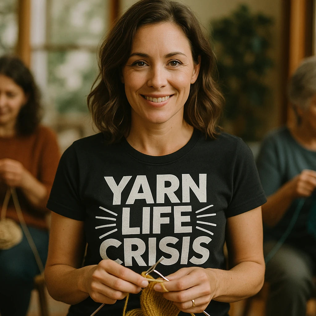 "Yarn Life Crisis" knitting t shirt - product photo 9