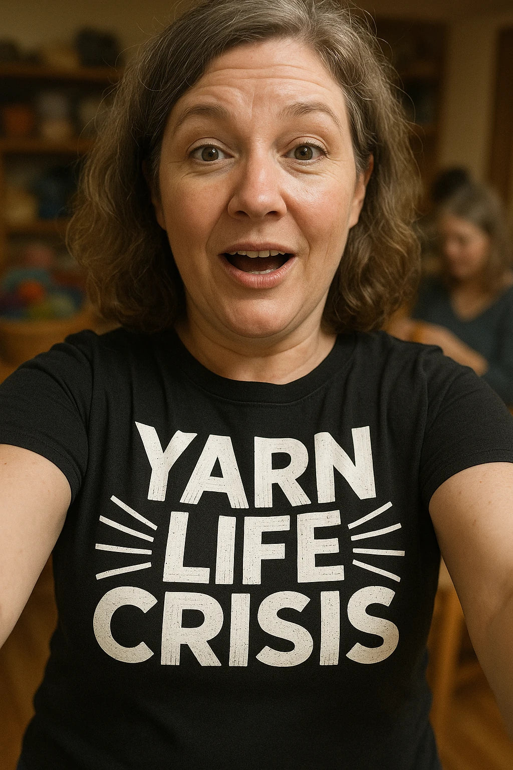 "Yarn Life Crisis" knitting t shirt - product photo 7